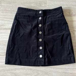 WILFRED FREE CORDUROY BLACK BUTTON UP SKIRT